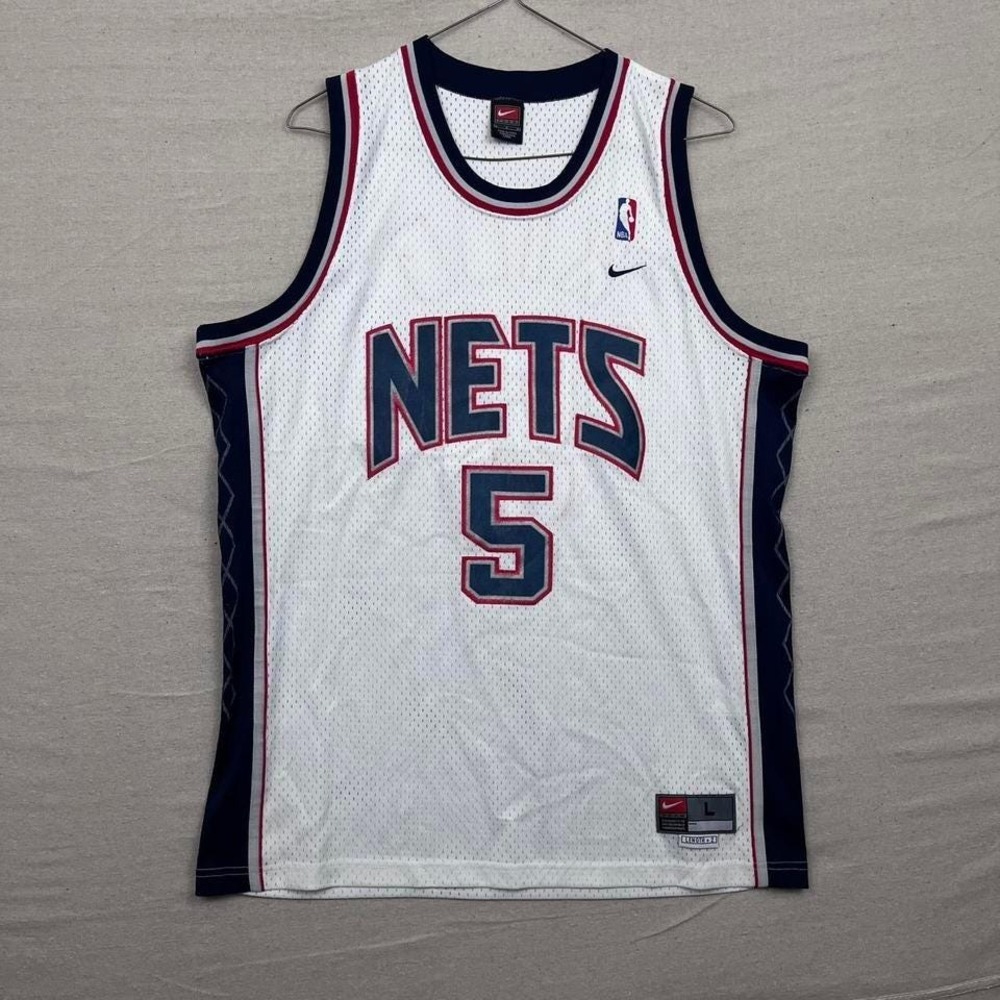 Vintage‎ 90s Nike NBA Jason Kidd #5 Brooklyn Nets White Basketball Jersey